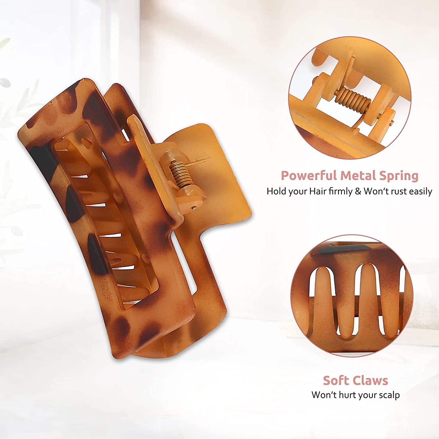 8 Colors Hair Clips Claw Clips Hair Claw Clips, 2 Styles Nonslip Medium Large Jaw Clip for Women Girls, 4 Square Matte and 4 Bright Acrylic Hair Clamps for Thick Thin Fine Long Hair -Style A