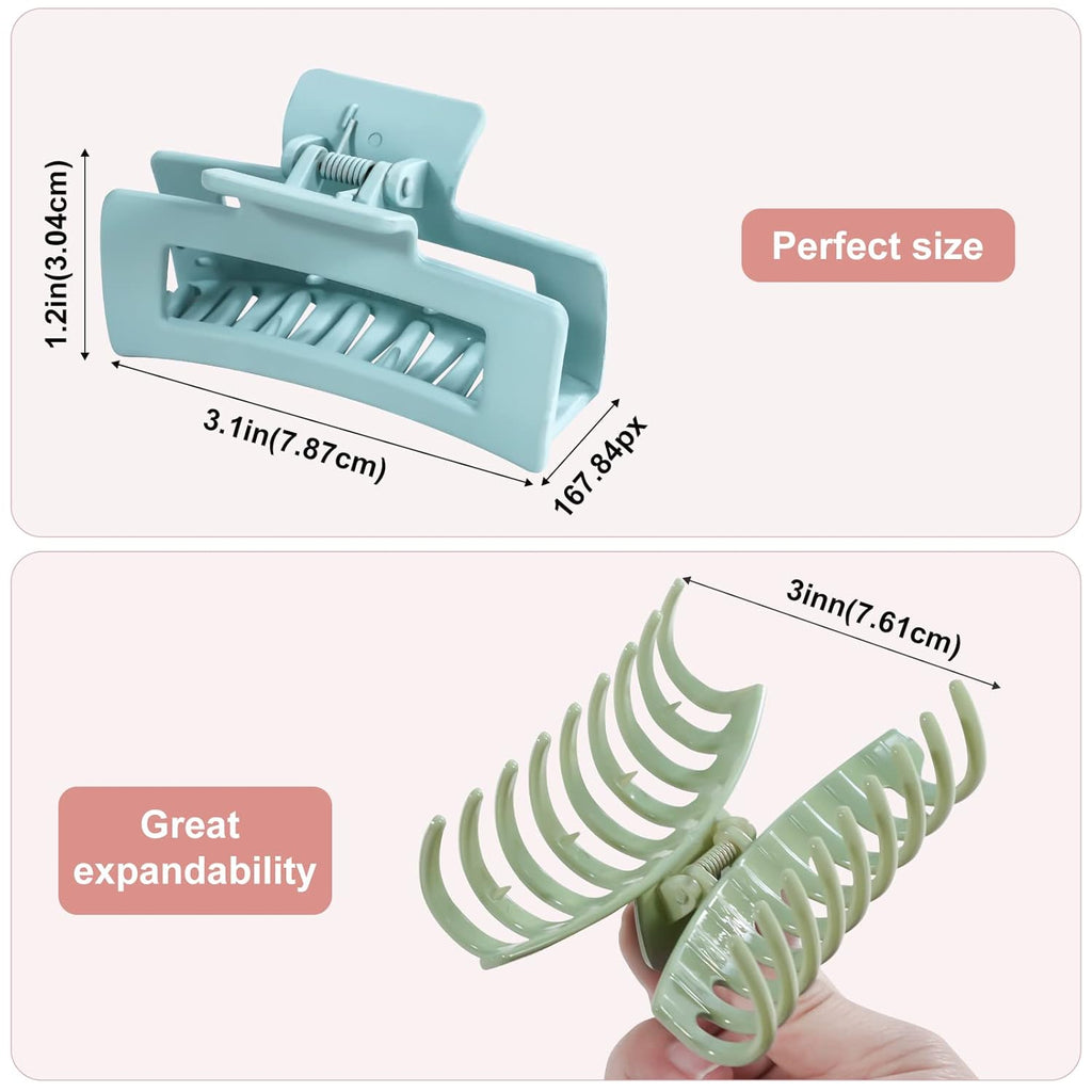 8 Colors Hair Clips Claw Clips Hair Claw Clips, 2 Styles Nonslip Medium Large Jaw Clip for Women Girls, 4 Square Matte and 4 Bright Acrylic Hair Clamps for Thick Thin Fine Long Hair -Style A