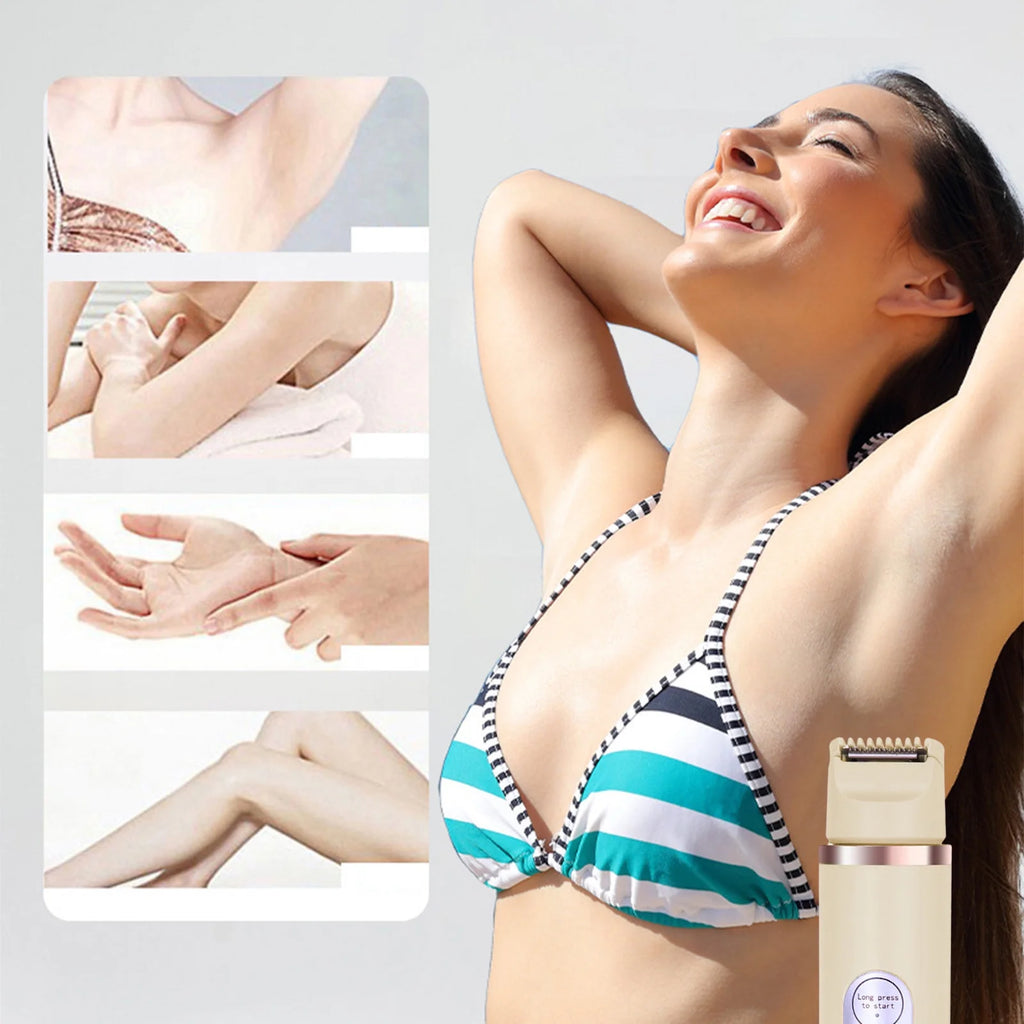 Electric Shaver for Women Bikini Legs Underarm Public Hairs Rechargeable Trimmer, Lady Razor USB Rechargeable Hair Removal with Ceramic Blades Dual Head Design Shaver, Grooming
