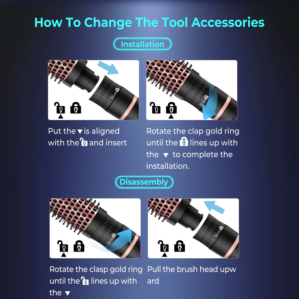 Replaceable Thermal Brush 1.5 Inch Ionic Heated round Brush Creates Blowout Look Thermal round Brush Curling Iron