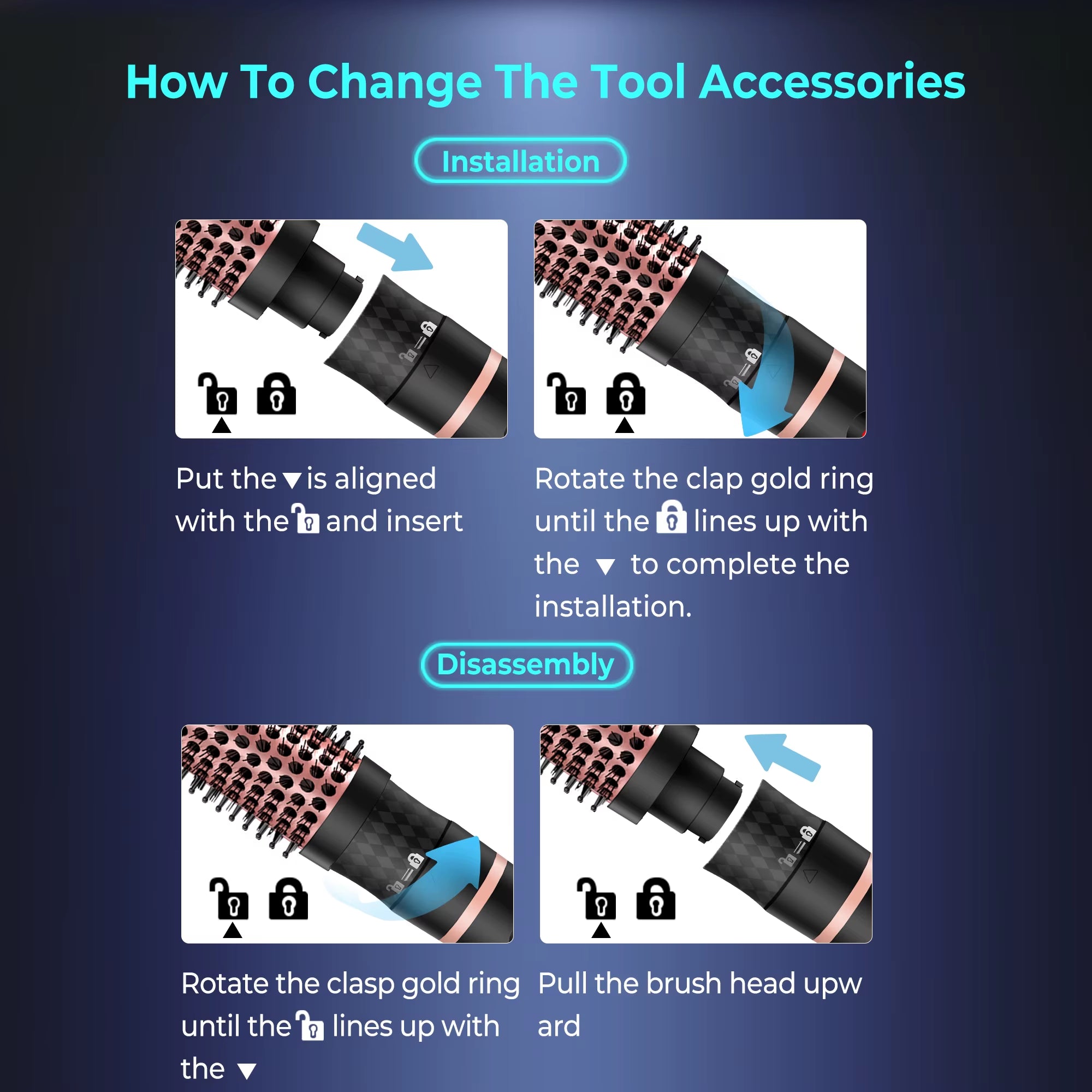 Replaceable Thermal Brush 1.5 Inch Ionic Heated round Brush Creates Blowout Look Thermal round Brush Curling Iron