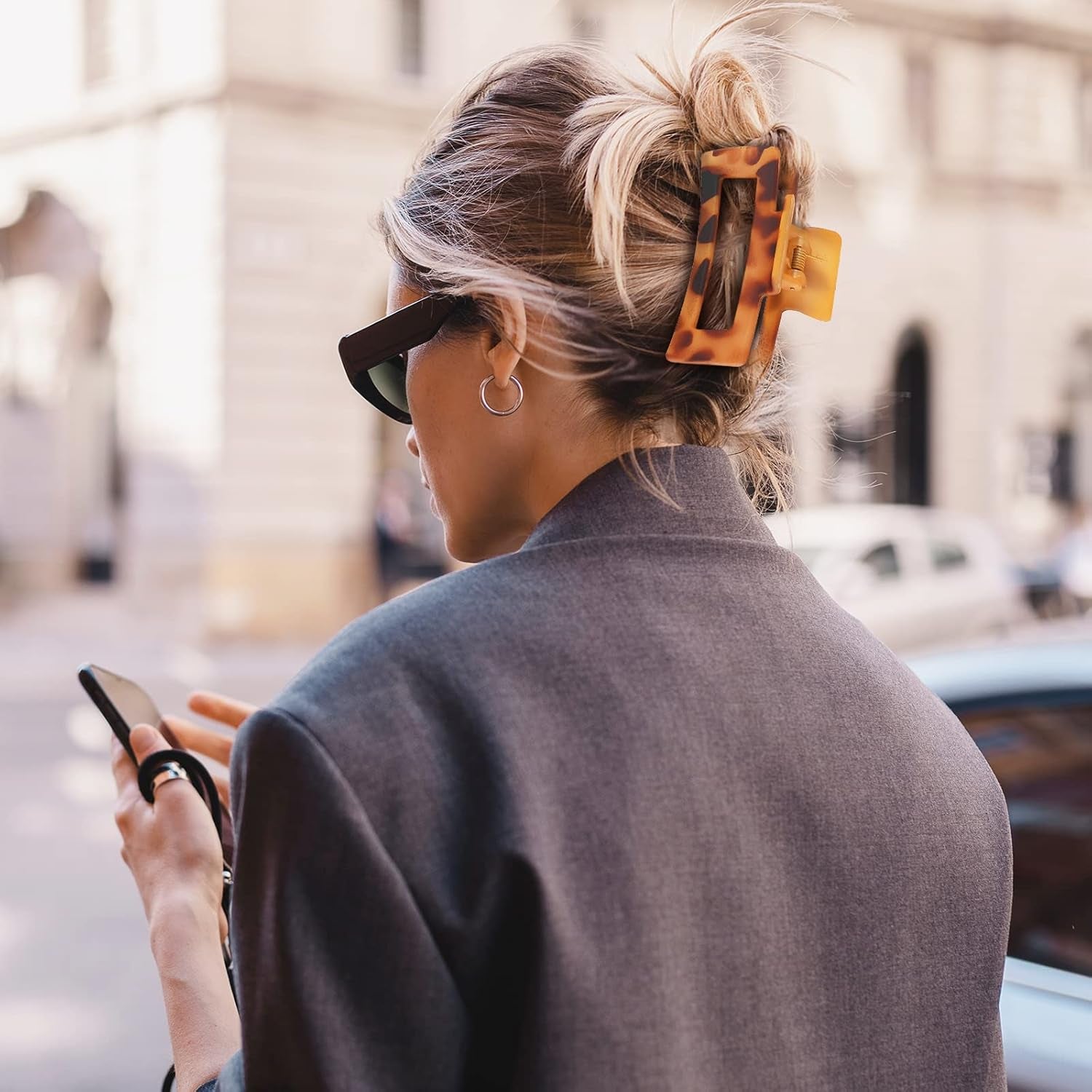 8 Colors Hair Clips Claw Clips Hair Claw Clips, 2 Styles Nonslip Medium Large Jaw Clip for Women Girls, 4 Square Matte and 4 Bright Acrylic Hair Clamps for Thick Thin Fine Long Hair -Style A